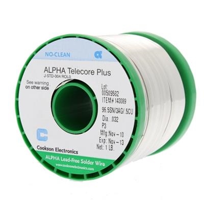 Alpha - Telecore Plus SAC305 Wire Solder - .032" Diameter P3, 1 Pound Spool