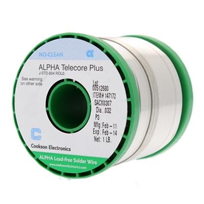 Alpha - Telecore Plus SACX0307 Wire Solder - .032" Diameter P3, 1 Pound Spool