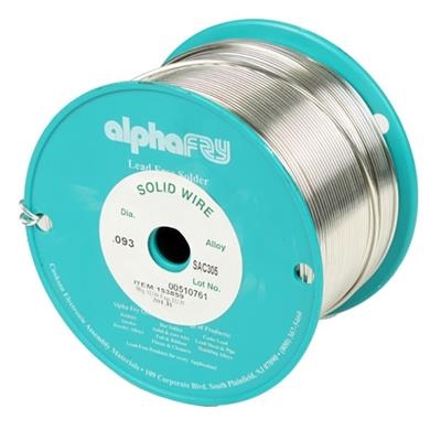 Alpha - Solid SAC305 Wire Solder - .093" Diameter, 20 Pound Spool - Priced per Pound (MOQ 20lb)