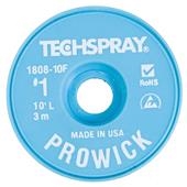 1808-10F, Techspray - ProWick Rosin Desoldering Braid - ESD Bobbin, 0.035" x 10'