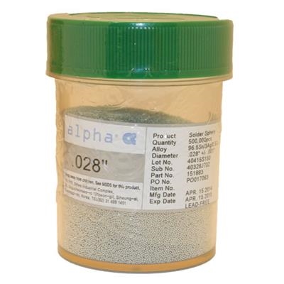 Alpha Metals - SAC305 Solder Spheres - 28 mil - 6 Ounce Jar