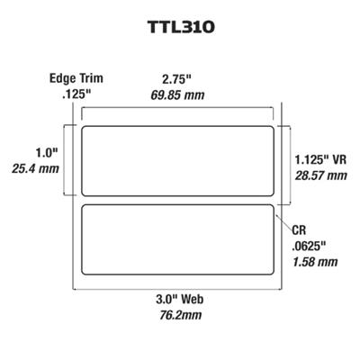 Identco - TTL310 Label - 2.75" x 1.00" - 700 Glossy White Polyester - 5,000 Count