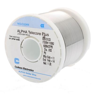 Alpha - Telecore Plus 63Sn/37Pb Wire Solder - .032" Diameter P3, 1 Pound Spool