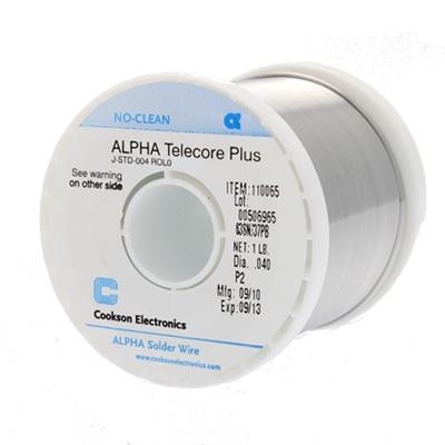 Alpha - Telecore Plus 63Sn/37Pb Wire Solder - .040" Diameter P2, 1 Pound Spool